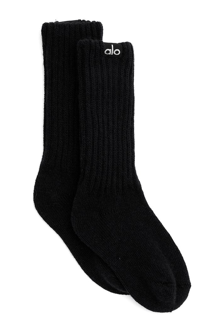 Calcetines Alo Yoga Cashmere Jet Set Mujer Negros | 981234QWJ