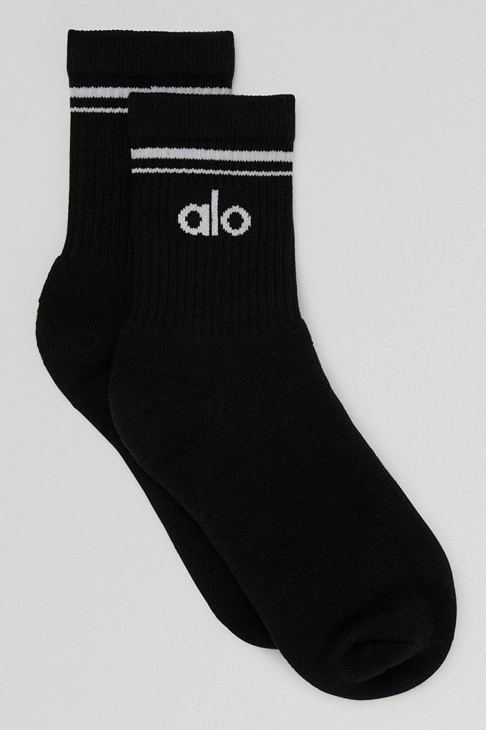 Calcetines Alo Yoga Half-Crew Throwback Hombre Negros Blancos | 867425HUF