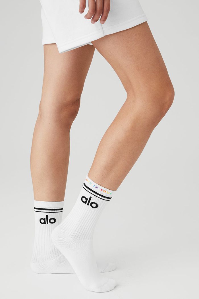 Calcetines Alo Yoga Pride Throwback Mujer Blancos | 354790ALR