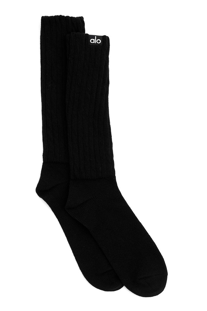 Calcetines Alo Yoga Scrunch Mujer Negros | 314659NIT