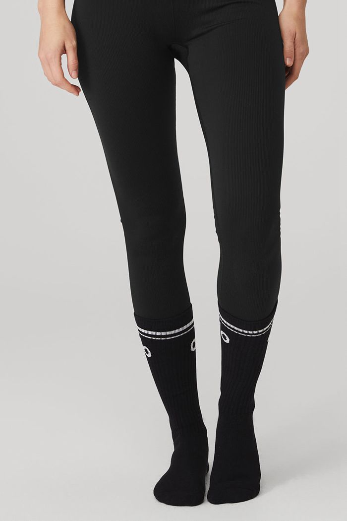 Calcetines Alo Yoga Throwback Barre Mujer Negros Blancos | 971038AZD