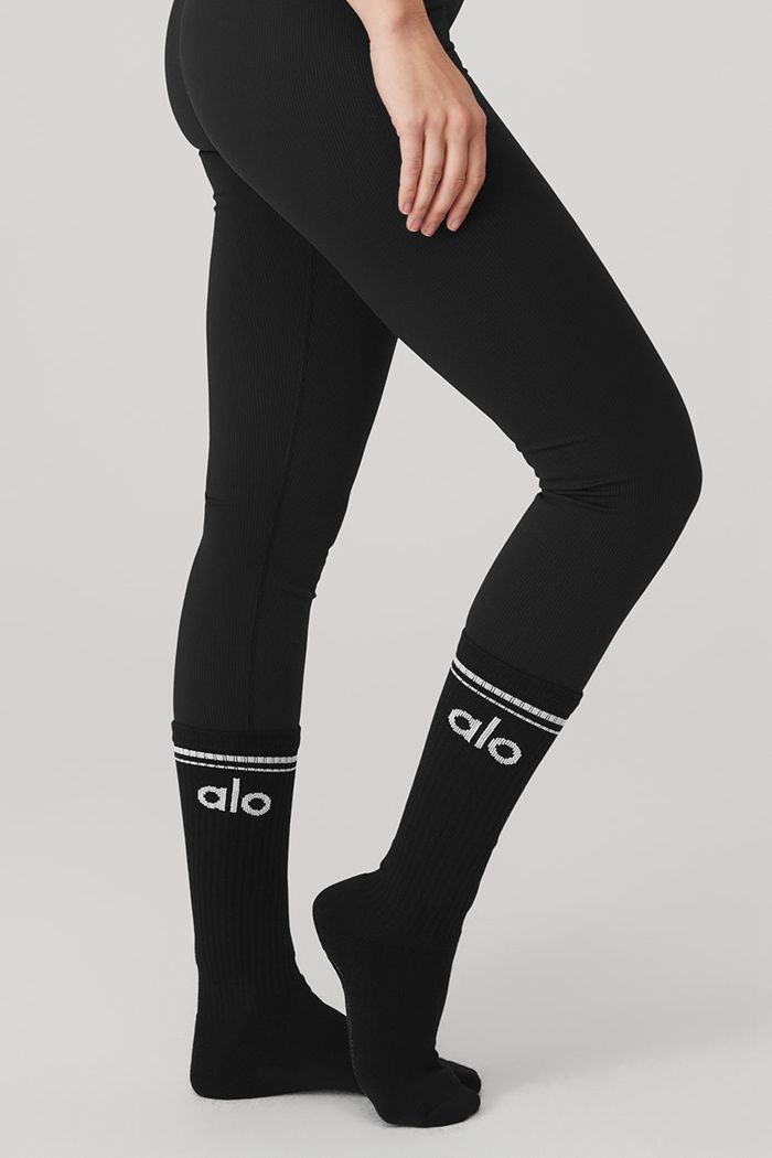 Calcetines Alo Yoga Throwback Barre Mujer Negros Blancos | 971038AZD