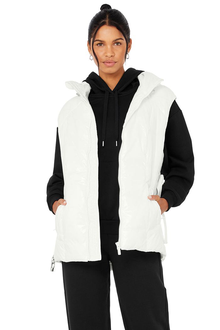 Chalecos Alo Yoga Stunner Puffer Mujer Blancos | 528431KFE