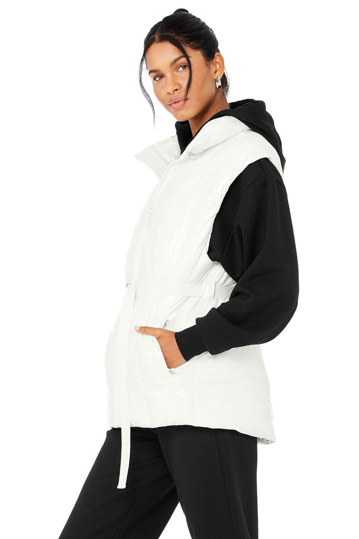 Chalecos Alo Yoga Stunner Puffer Mujer Blancos | 528431KFE