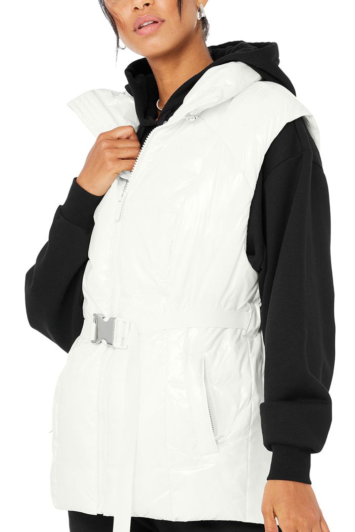 Chalecos Alo Yoga Stunner Puffer Mujer Blancos | 528431KFE