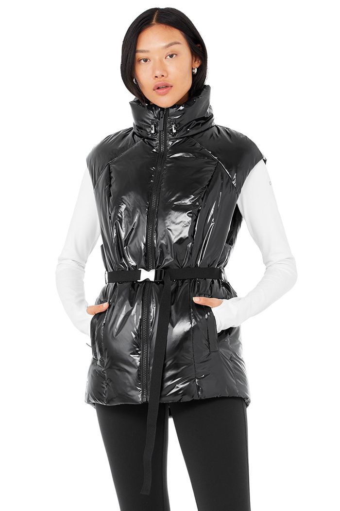 Chalecos Alo Yoga Stunner Puffer Mujer Negros | 670148SUI