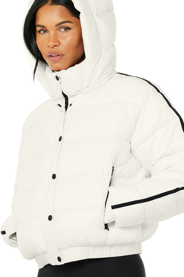 Chaquetas Alo Yoga Aspen Love Puffer Mujer Blancos | 024135FHC