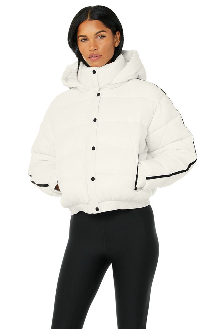 Chaquetas Alo Yoga Aspen Love Puffer Mujer Blancos | 024135FHC