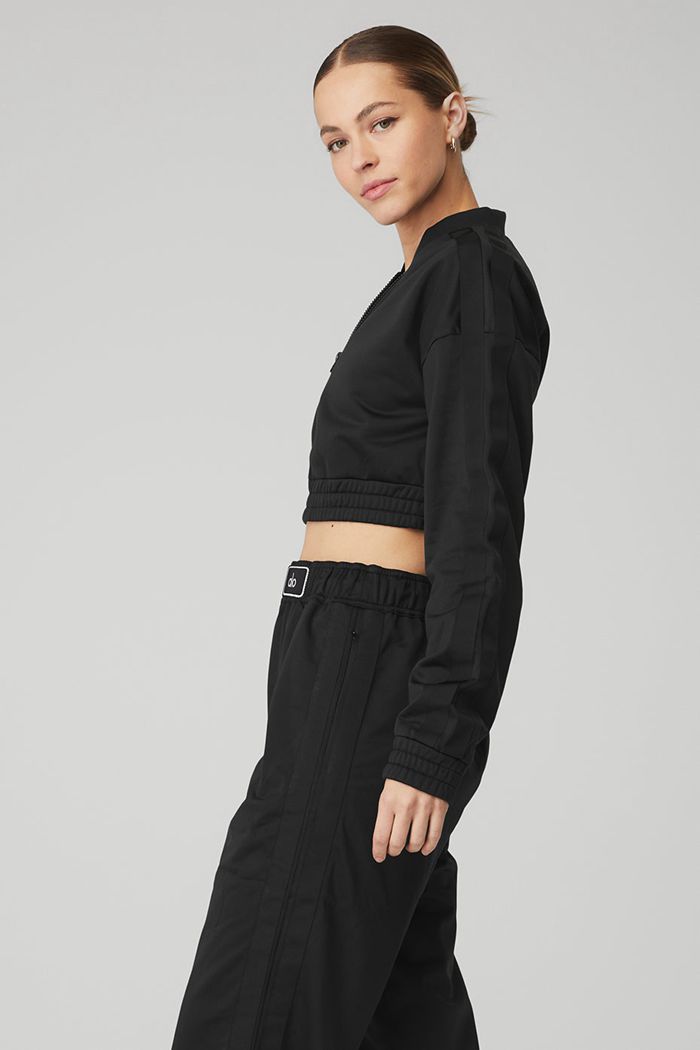 Chaquetas Alo Yoga Cropped Prizewinner Mujer Negros | 463581LXC