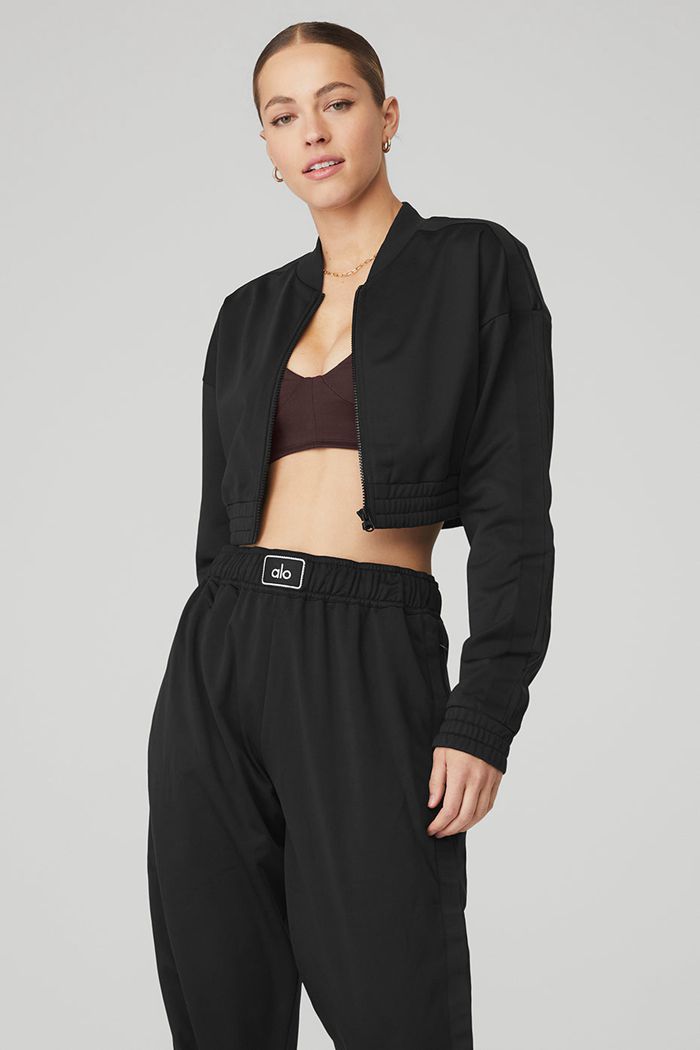 Chaquetas Alo Yoga Cropped Prizewinner Mujer Negros | 463581LXC