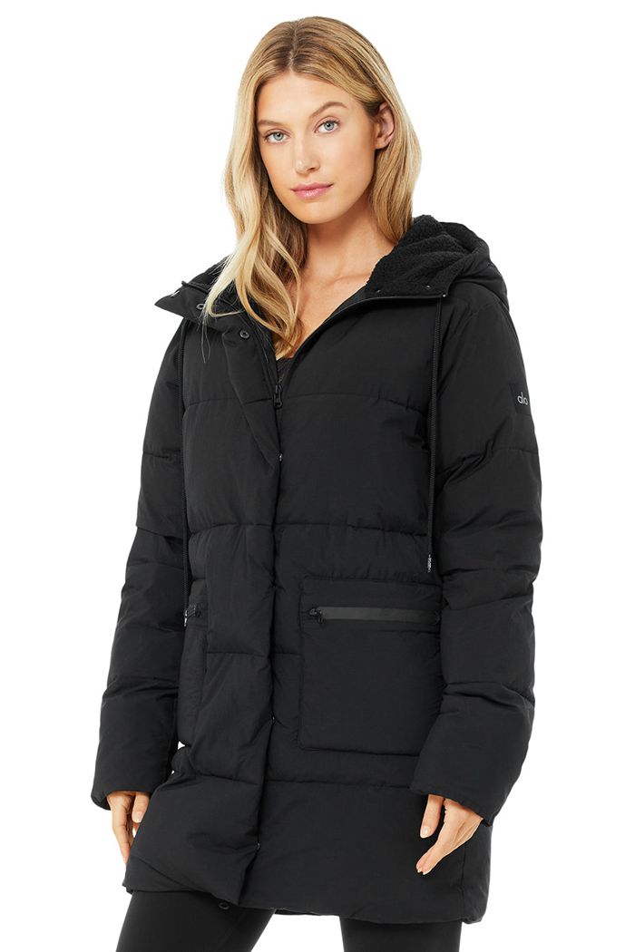 Chaquetas Alo Yoga Cypress Puffer Mujer Negros | 429087TWY