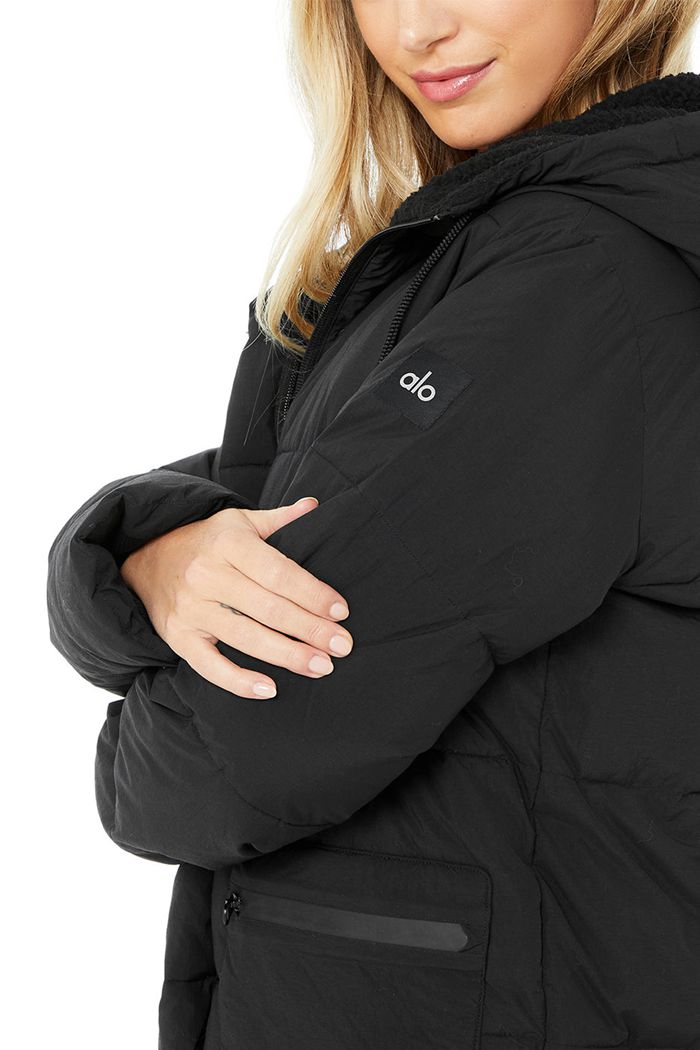 Chaquetas Alo Yoga Cypress Puffer Mujer Negros | 429087TWY