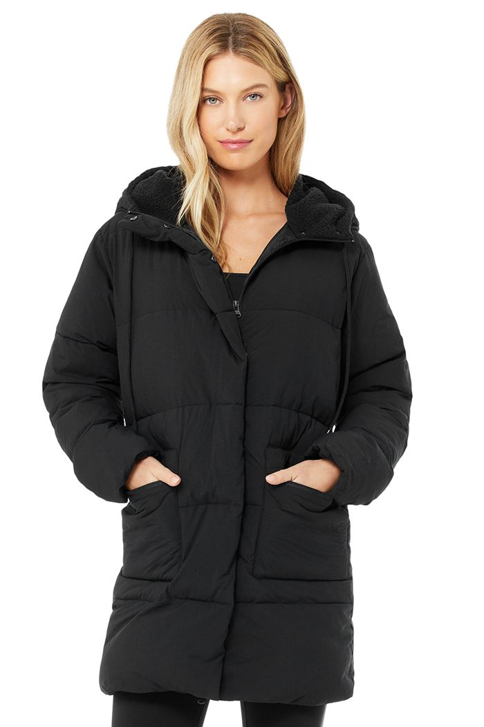 Chaquetas Alo Yoga Cypress Puffer Mujer Negros | 429087TWY