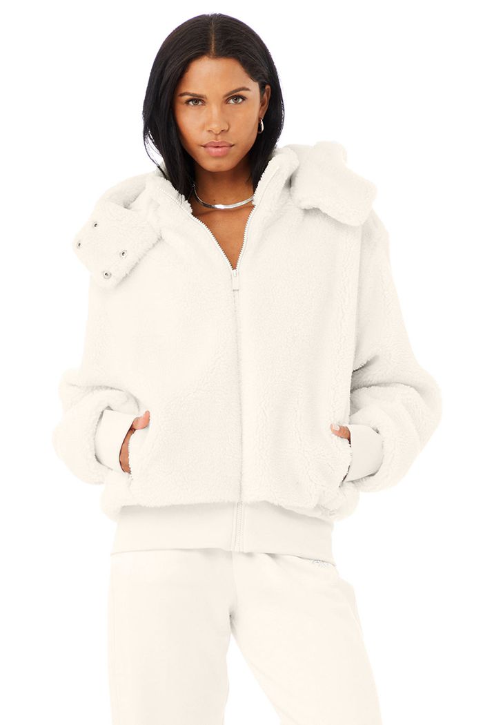 Chaquetas Alo Yoga Foxy Sherpa Mujer Blancos | 324765PAU