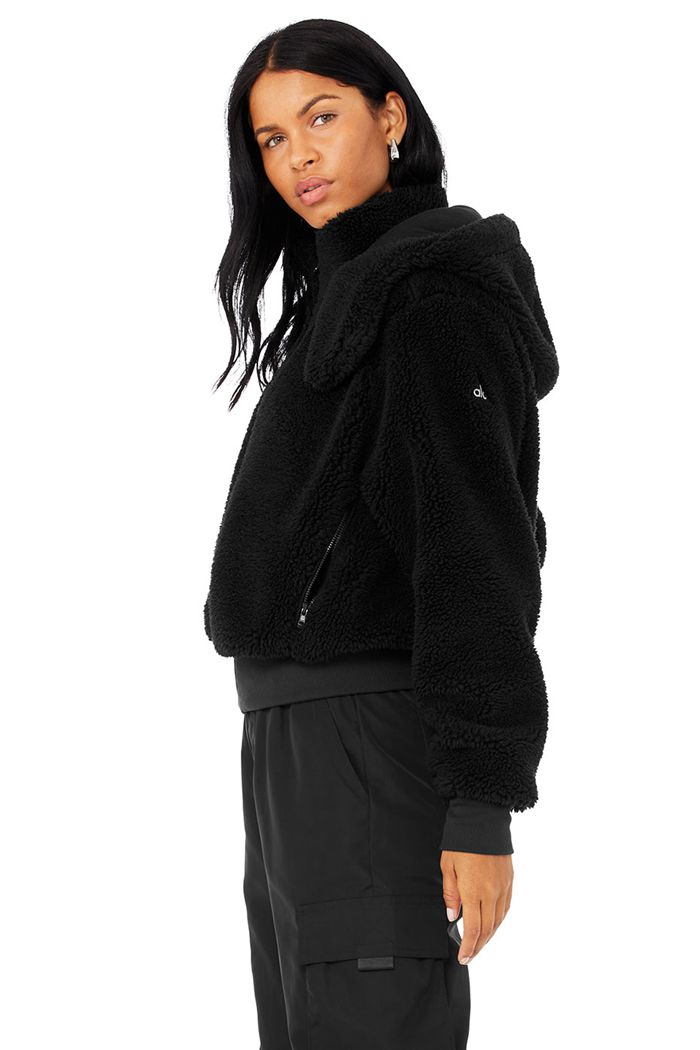 Chaquetas Alo Yoga Foxy Sherpa Mujer Negros | 412083APN