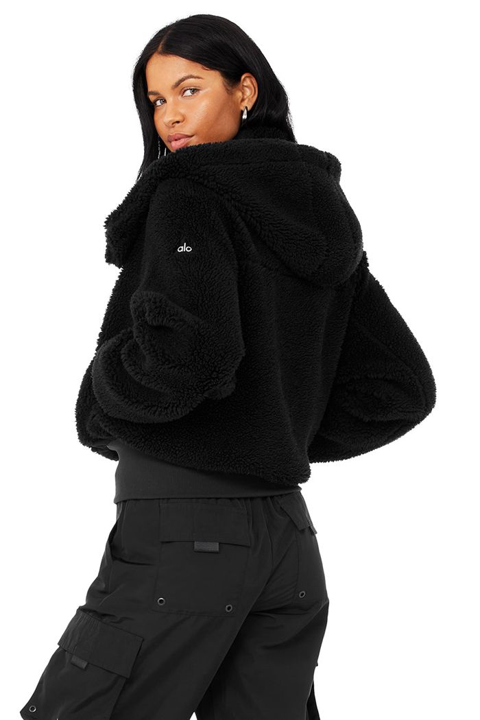 Chaquetas Alo Yoga Foxy Sherpa Mujer Negros | 412083APN