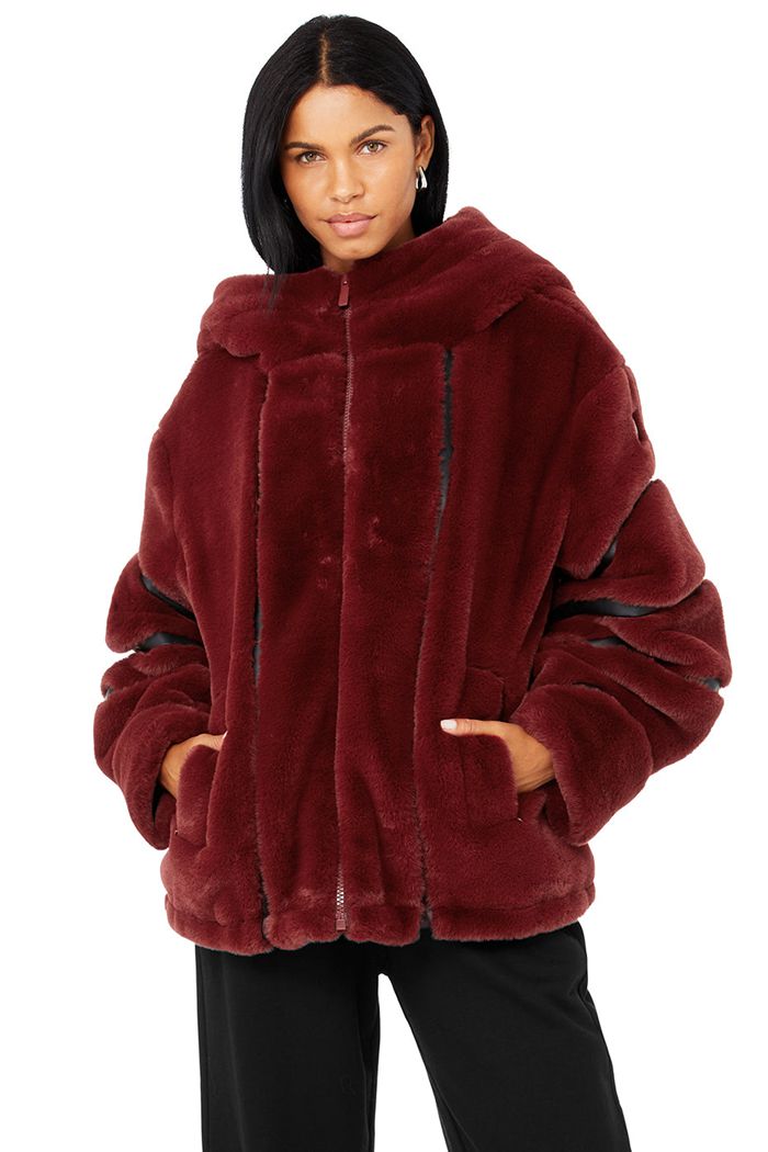 Chaquetas Alo Yoga Knock Out Faux Fur Mujer Rojos | 435190BTE