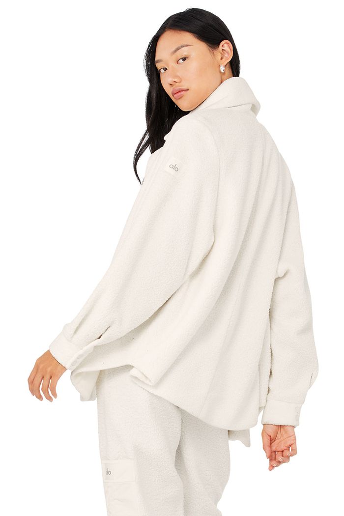 Chaquetas Alo Yoga Micro Sherpa Envy Shacket Mujer Blancos | 870359TYR