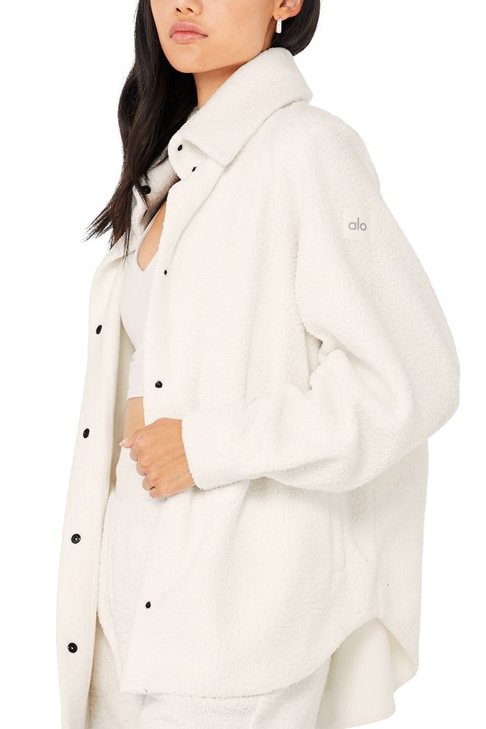 Chaquetas Alo Yoga Micro Sherpa Envy Shacket Mujer Blancos | 870359TYR