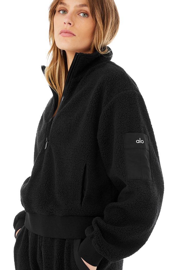 Chaquetas Alo Yoga Micro Sherpa Solstice Mujer Negros | 704956YEH