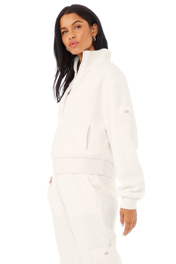 Chaquetas Alo Yoga Micro Sherpa Solstice Mujer Blancos | 720359SME