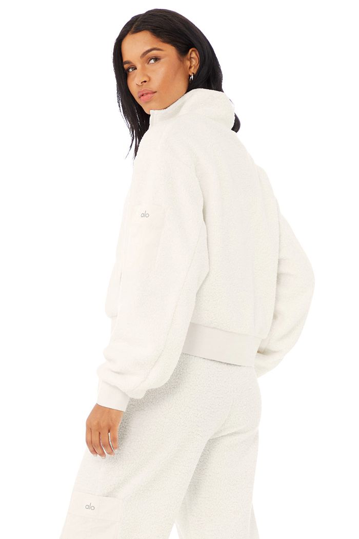 Chaquetas Alo Yoga Micro Sherpa Solstice Mujer Blancos | 720359SME