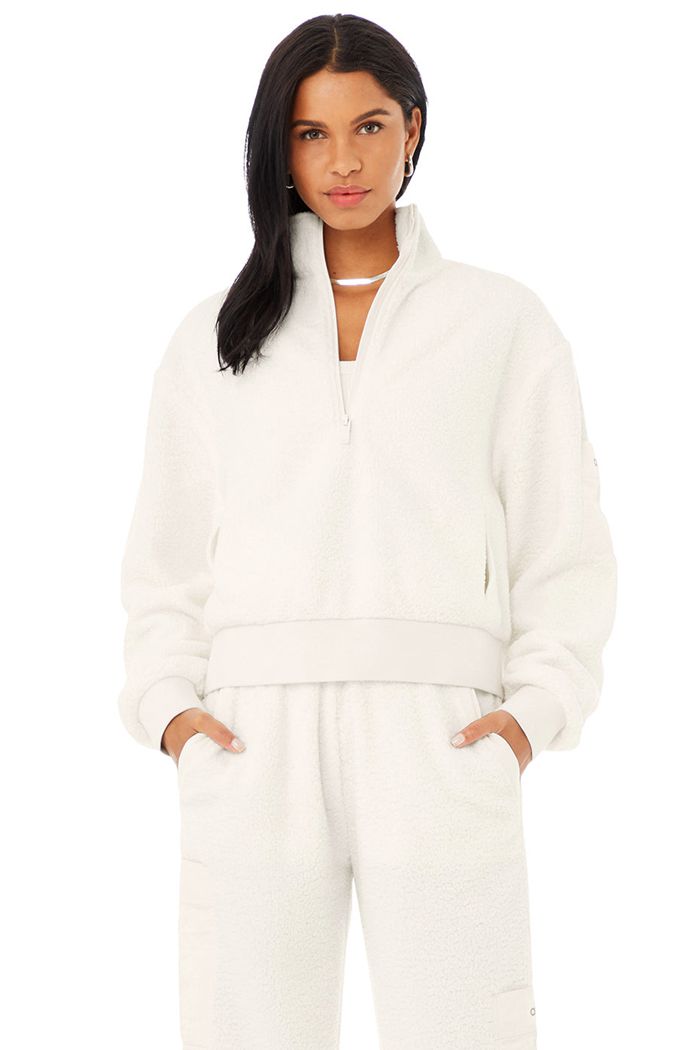 Chaquetas Alo Yoga Micro Sherpa Solstice Mujer Blancos | 720359SME