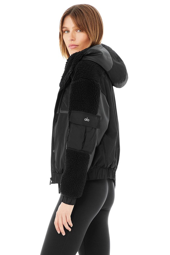 Chaquetas Alo Yoga Sherpa Utility Gear Mujer Negros | 512746YWG