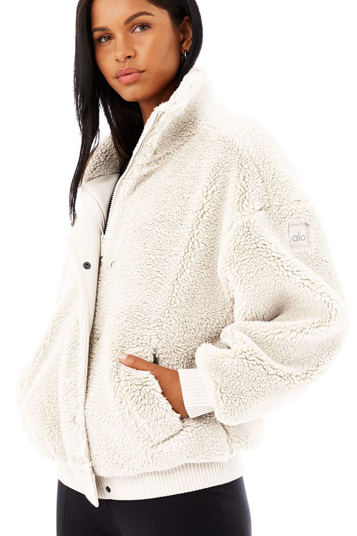 Chaquetas Alo Yoga Sherpa Varsity Mujer Blancos | 317849URN