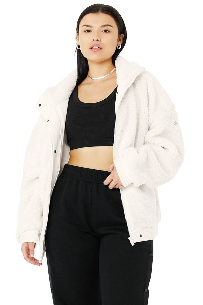 Chaquetas Alo Yoga Sherpa Varsity Mujer Blancos | 317849URN