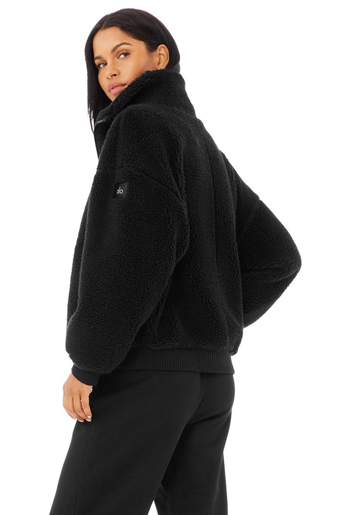 Chaquetas Alo Yoga Sherpa Varsity Mujer Negros | 852649LNB