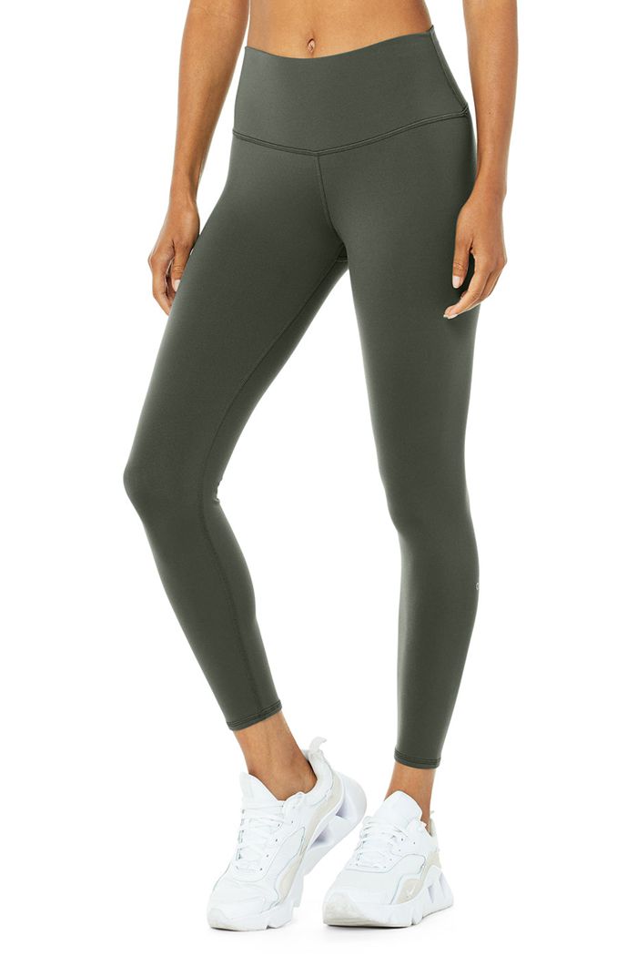 Leggins Alo Yoga 7/8 High-Cintura Airbrush Mujer Verdes Oscuro | 903625GRP