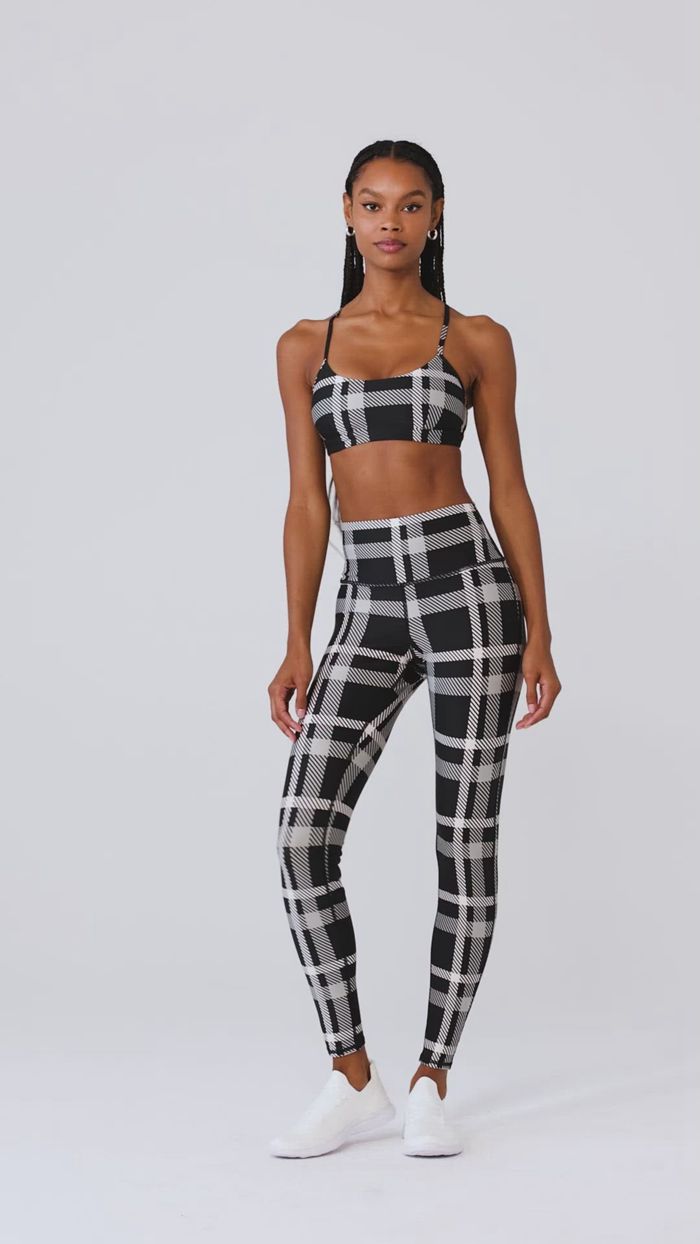 Leggins Alo Yoga Airlift High-Cintura Magnified Plaid Mujer Blancos Negros | 109467KWT