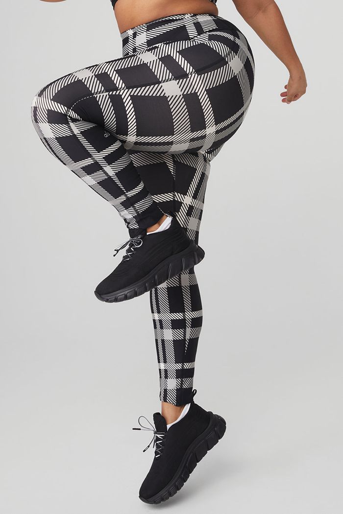 Leggins Alo Yoga Airlift High-Cintura Magnified Plaid Mujer Negros Blancos | 601394YWI