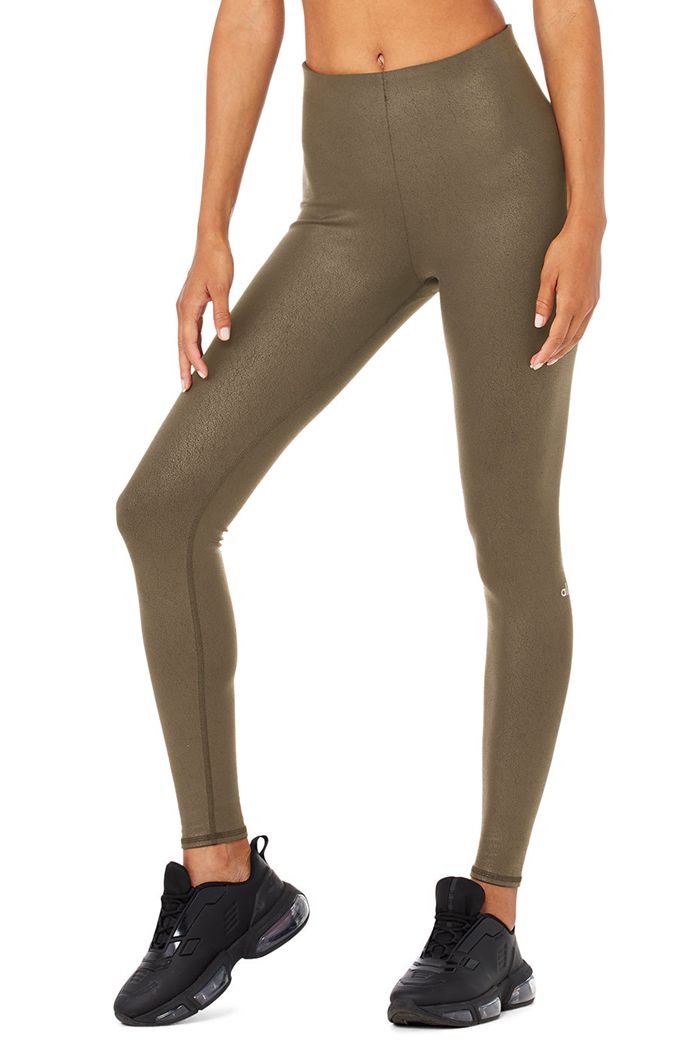 Leggins Alo Yoga Faux Cuero Airbrush High-Cintura Mujer Marrom | 607295XHO