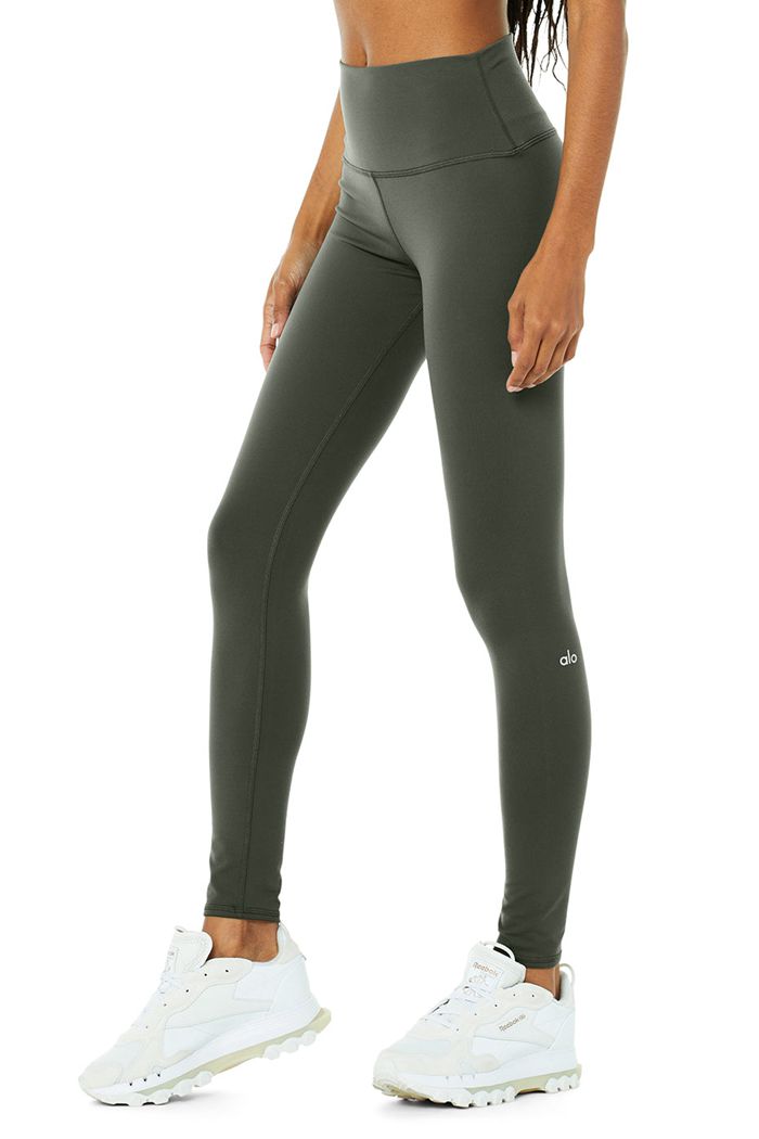 Leggins Alo Yoga High-Cintura Airbrush Mujer Verdes Oscuro | 079281PLD