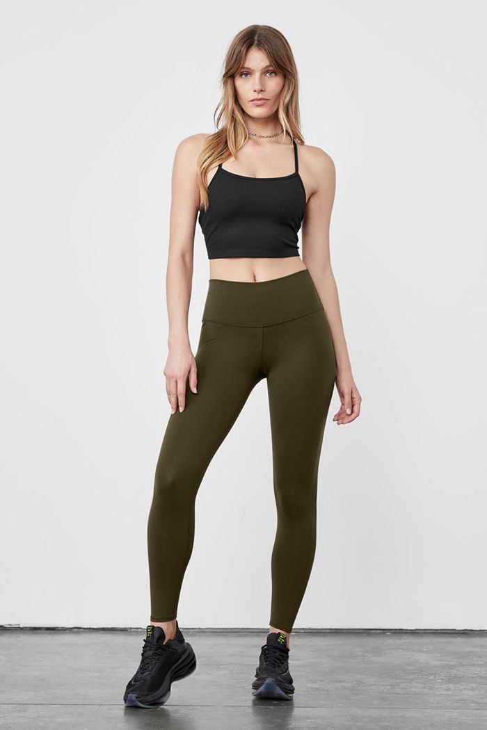 Leggins Alo Yoga High-Cintura Airbrush Mujer Verde Oliva Oscuro | 837160XTZ