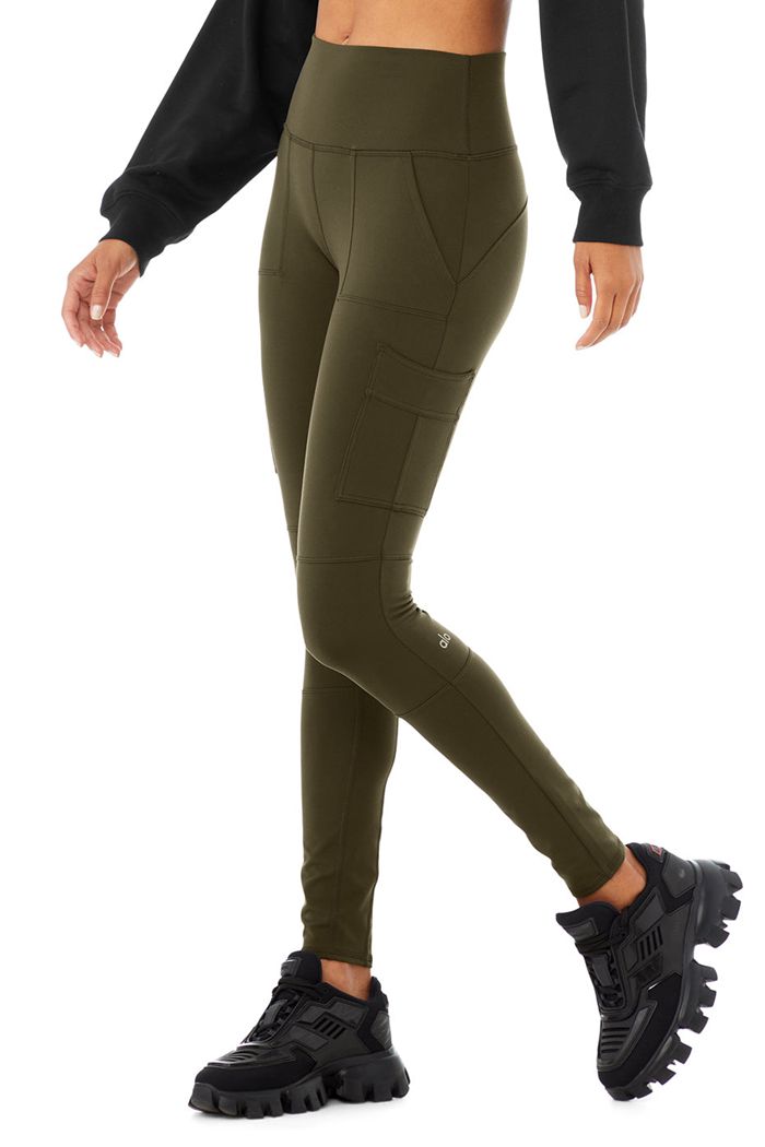 Leggins Alo Yoga High-Cintura Cargo Mujer Verde Oliva Oscuro | 609534VUL