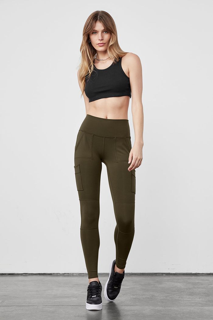 Leggins Alo Yoga High-Cintura Cargo Mujer Verde Oliva Oscuro | 609534VUL