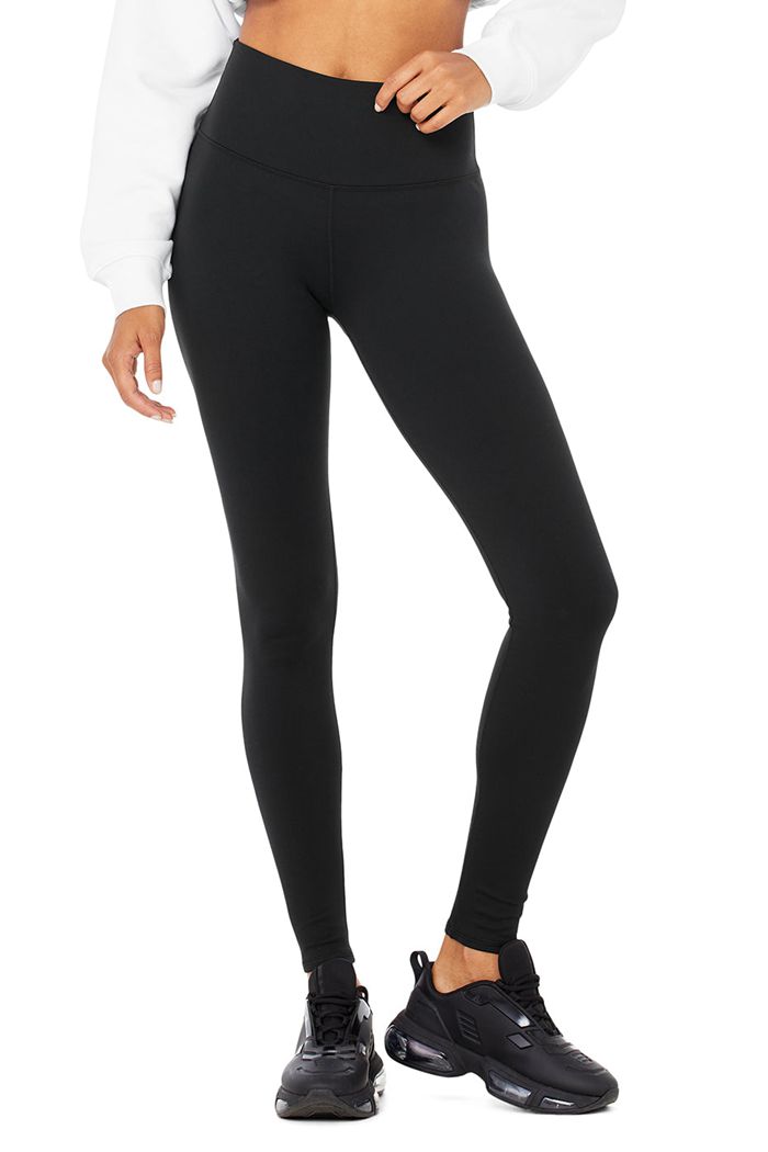 Leggins Alo Yoga High-Cintura Invierno Warmth Plush Mujer Negros | 063291JSV