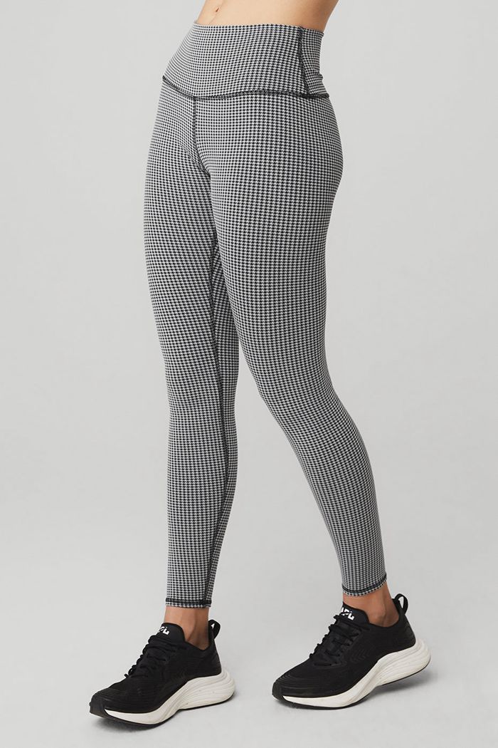 Leggins Alo Yoga High-Cintura Micro Houndstooth Mujer Blancos | 237986RQV