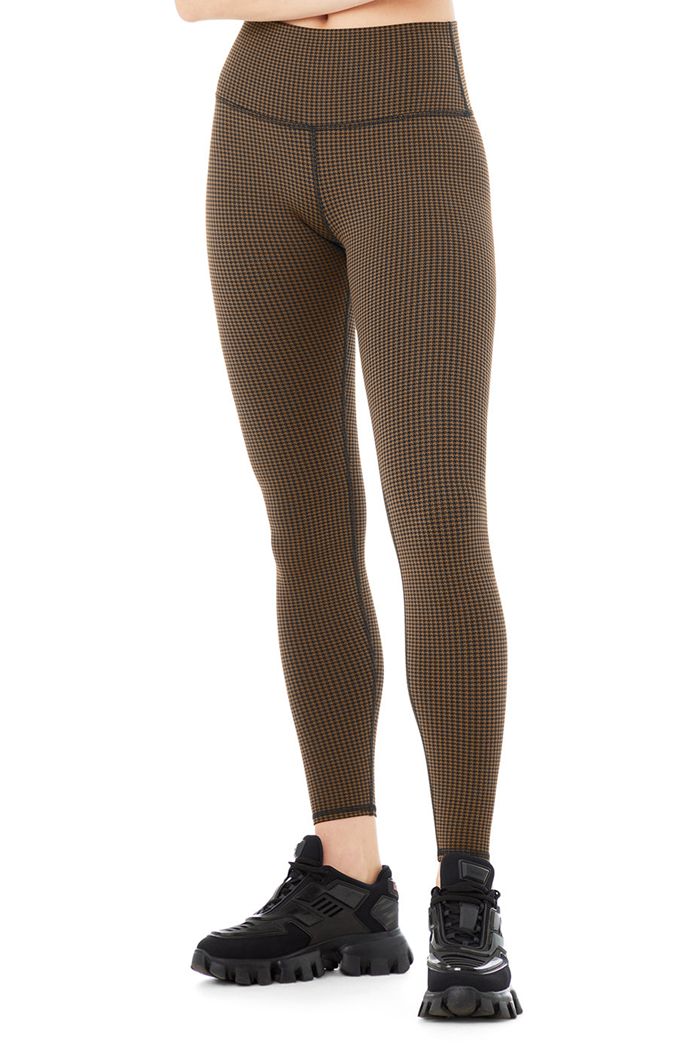 Leggins Alo Yoga High-Cintura Micro Houndstooth Mujer Negros | 528169KMY