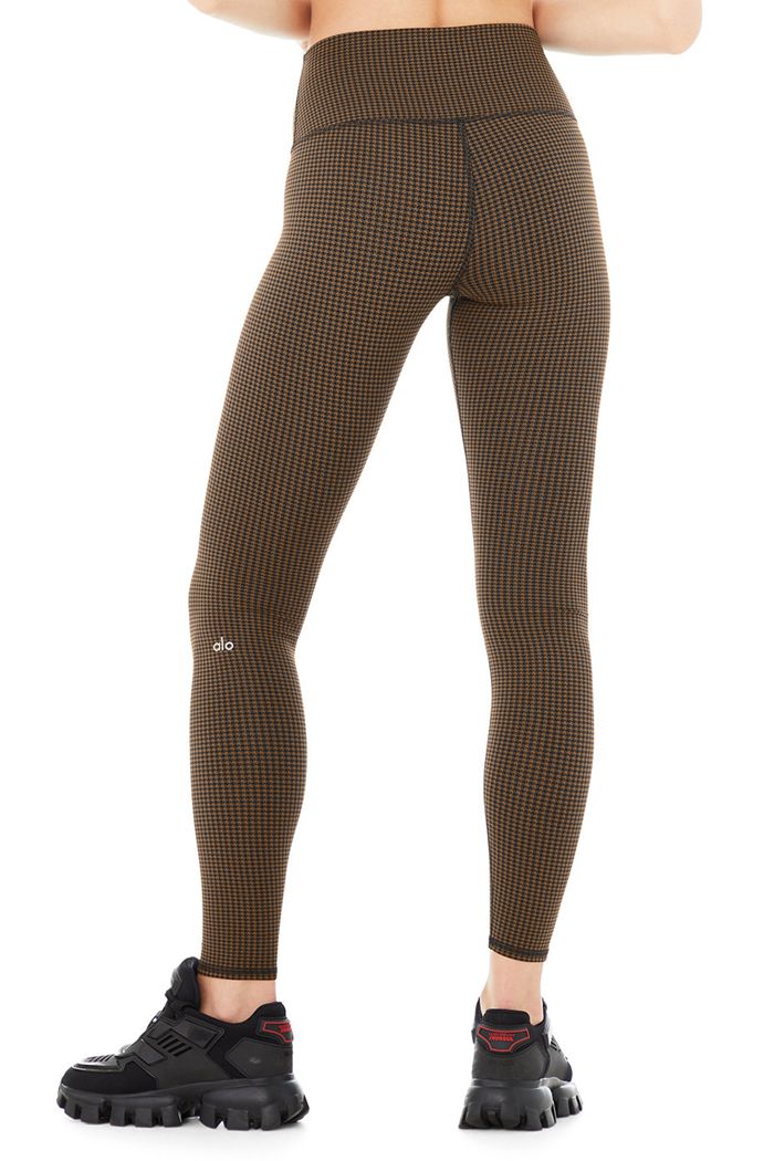 Leggins Alo Yoga High-Cintura Micro Houndstooth Mujer Negros | 528169KMY