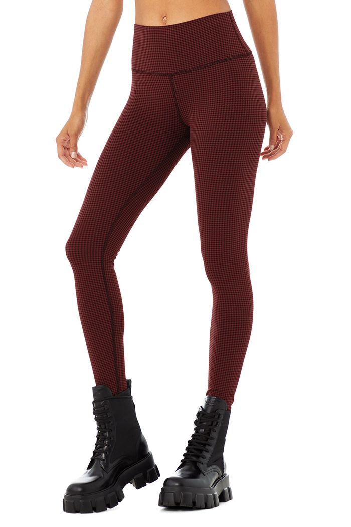 Leggins Alo Yoga High-Cintura Micro Houndstooth Mujer Negros | 730512HNG