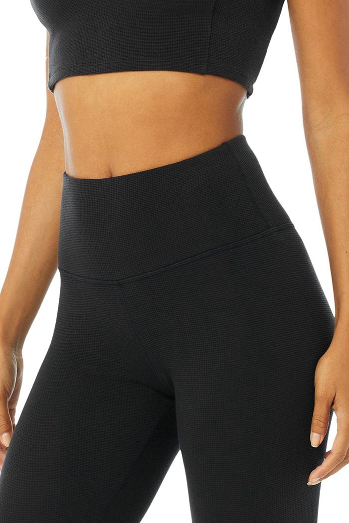 Leggins Alo Yoga High-Cintura Micro Waffle LowKey Mujer Negros | 167035WTM