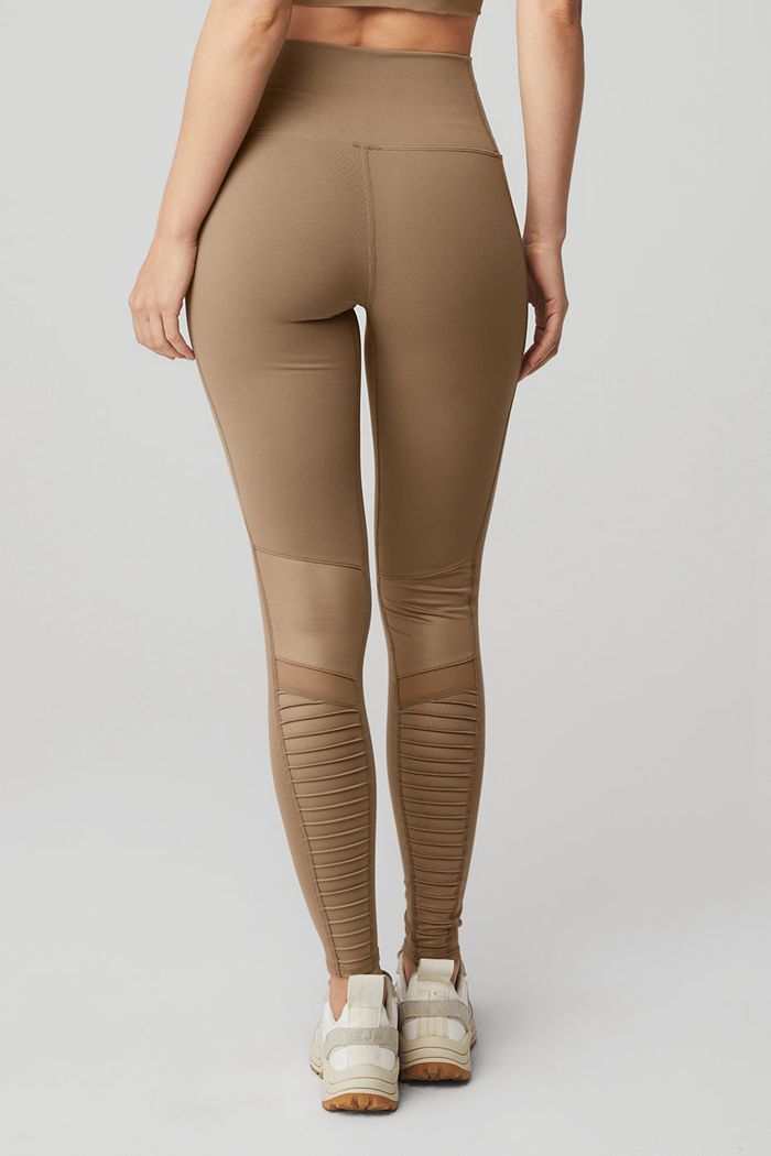 Leggins Alo Yoga High-Cintura Moto Mujer Marrom | 593102CFE