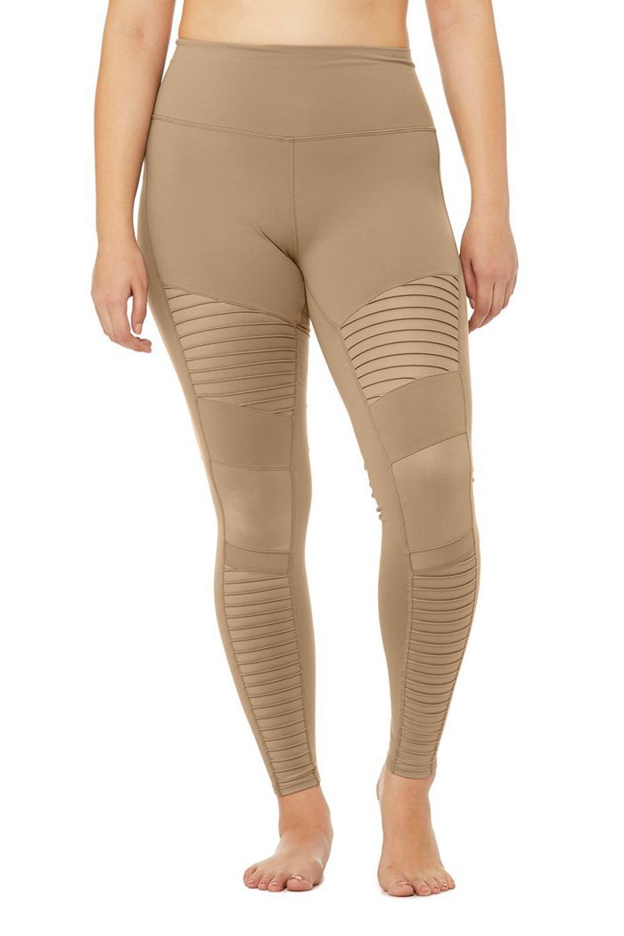 Leggins Alo Yoga High-Cintura Moto Mujer Marrom | 593102CFE