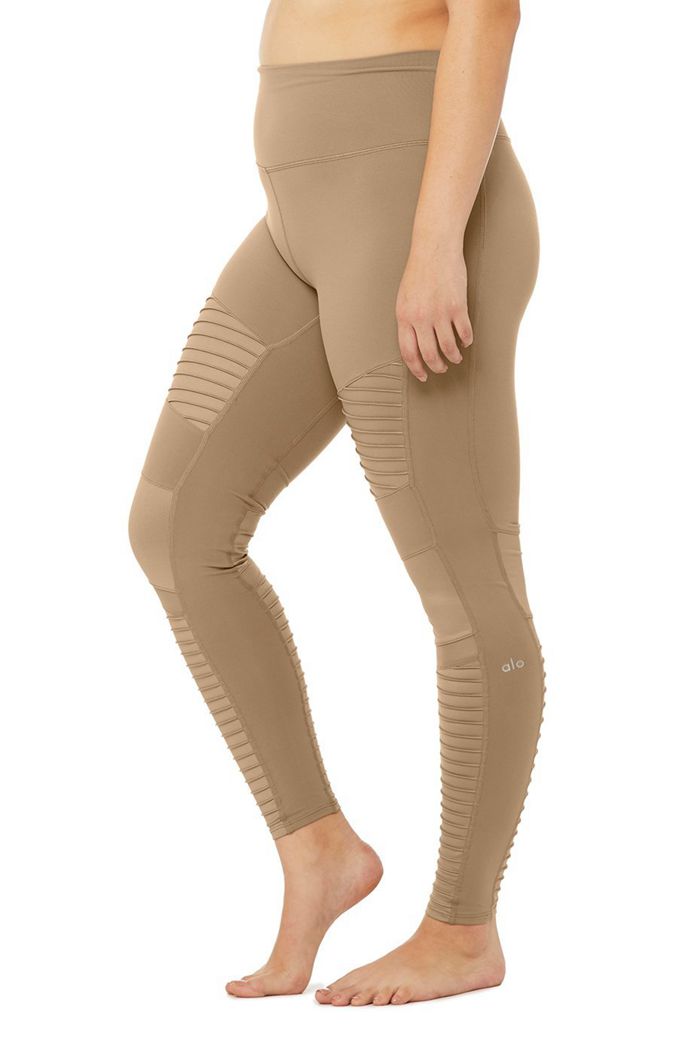 Leggins Alo Yoga High-Cintura Moto Mujer Marrom | 593102CFE