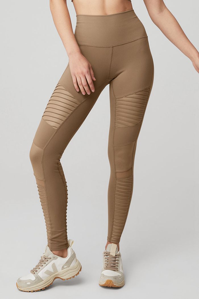 Leggins Alo Yoga High-Cintura Moto Mujer Marrom | 593102CFE