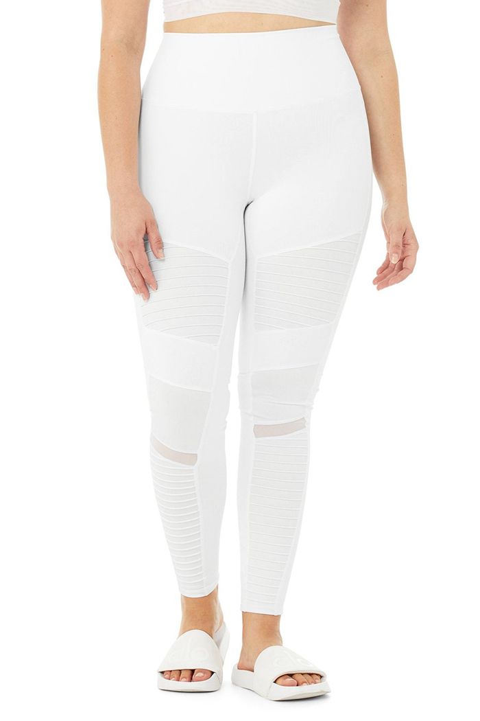 Leggins Alo Yoga High-Cintura Moto Mujer Blancos | 605491VFC